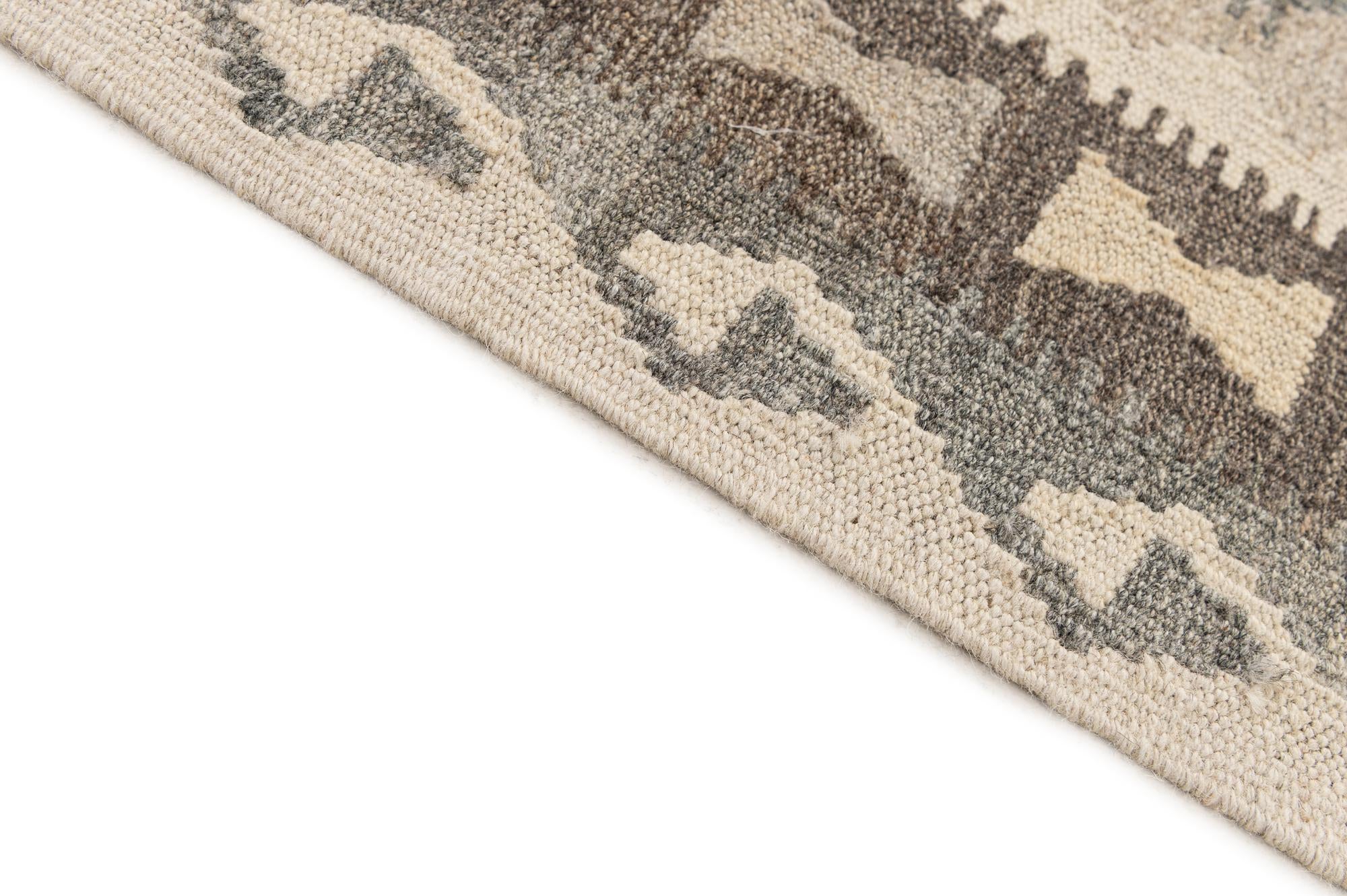 5' 1 x 6' 9 Hand Woven Kilim Maymana Wool Rug