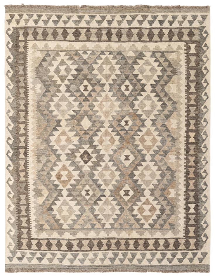 Detail image of 5' 1 x 6' 9 Hand Woven Kilim Maymana Wool Rug