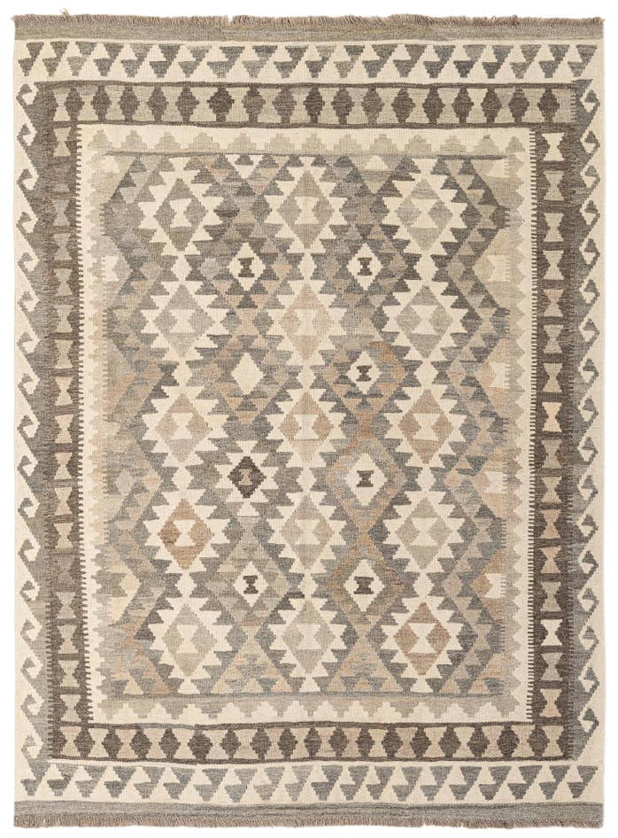 Detail image of 5' 1 x 6' 9 Hand Woven Kilim Maymana Wool Rug