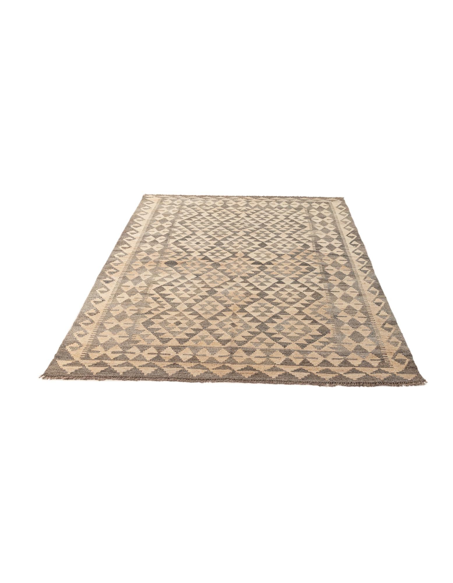 4' 11 x 6' 11 Hand Woven Kilim Maymana Wool Rug