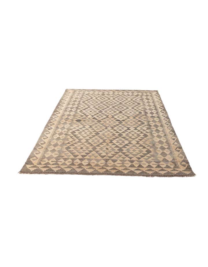 4' 11 x 6' 11 Hand Woven Kilim Maymana Wool Rug
