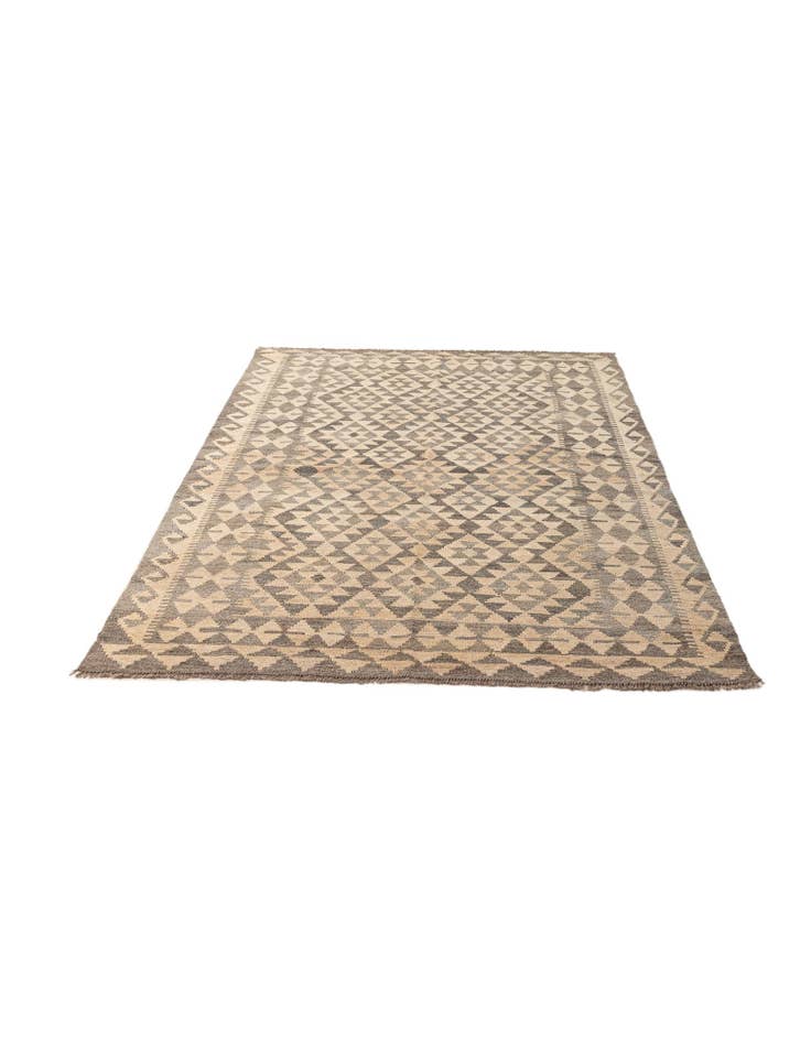 Detail image of 4' 11 x 6' 11 Hand Woven Kilim Maymana Wool Rug