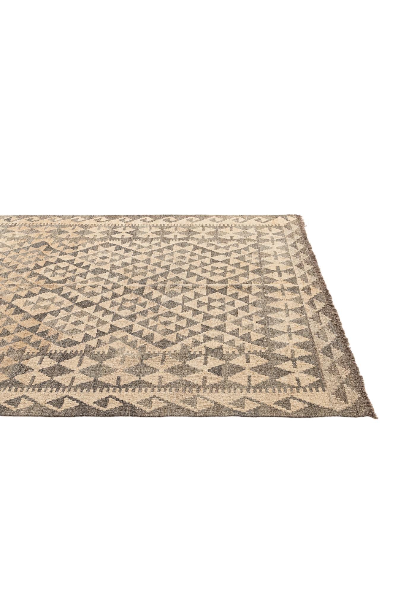 4' 11 x 6' 11 Hand Woven Kilim Maymana Wool Rug