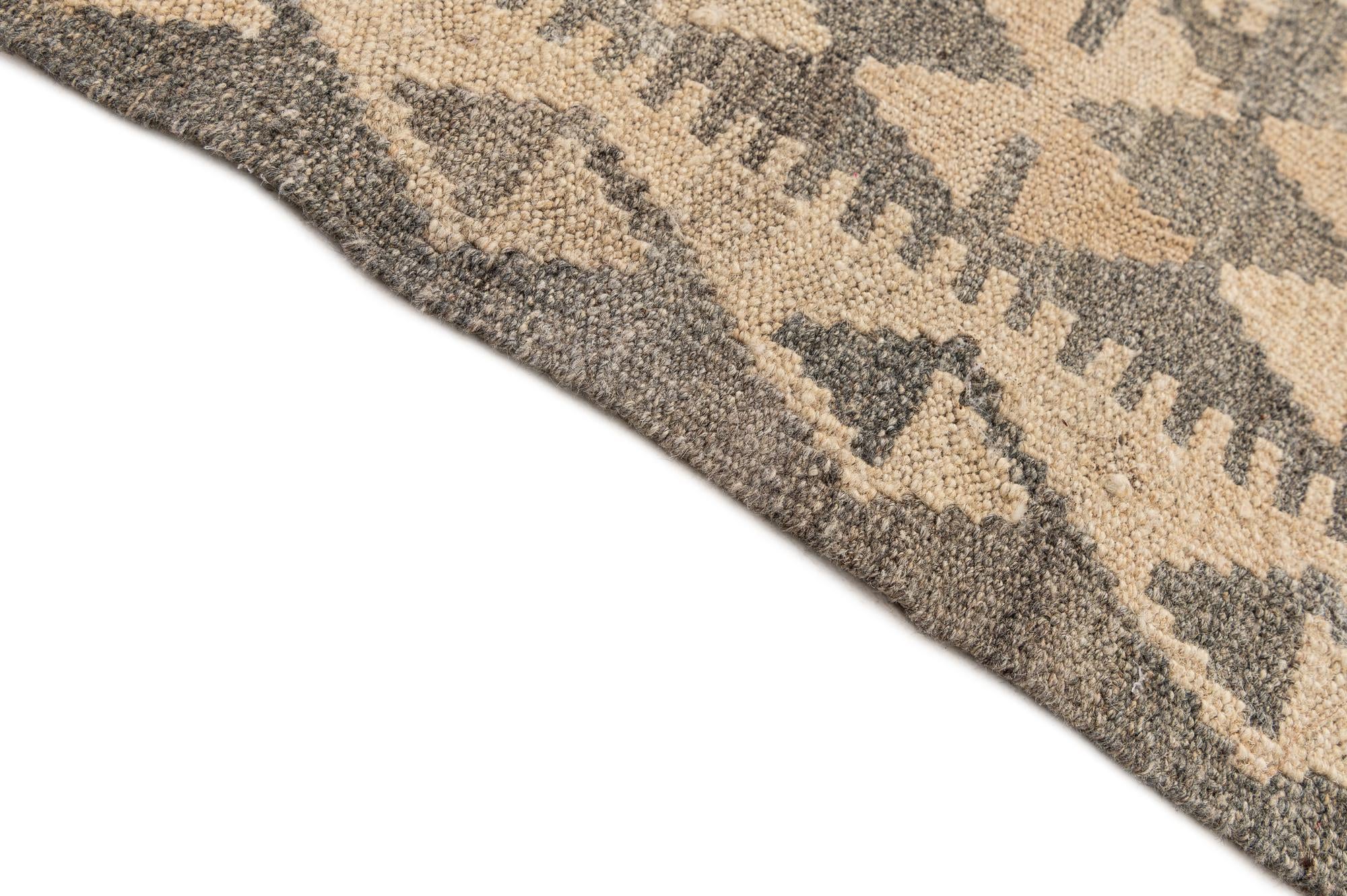 4' 11 x 6' 11 Hand Woven Kilim Maymana Wool Rug