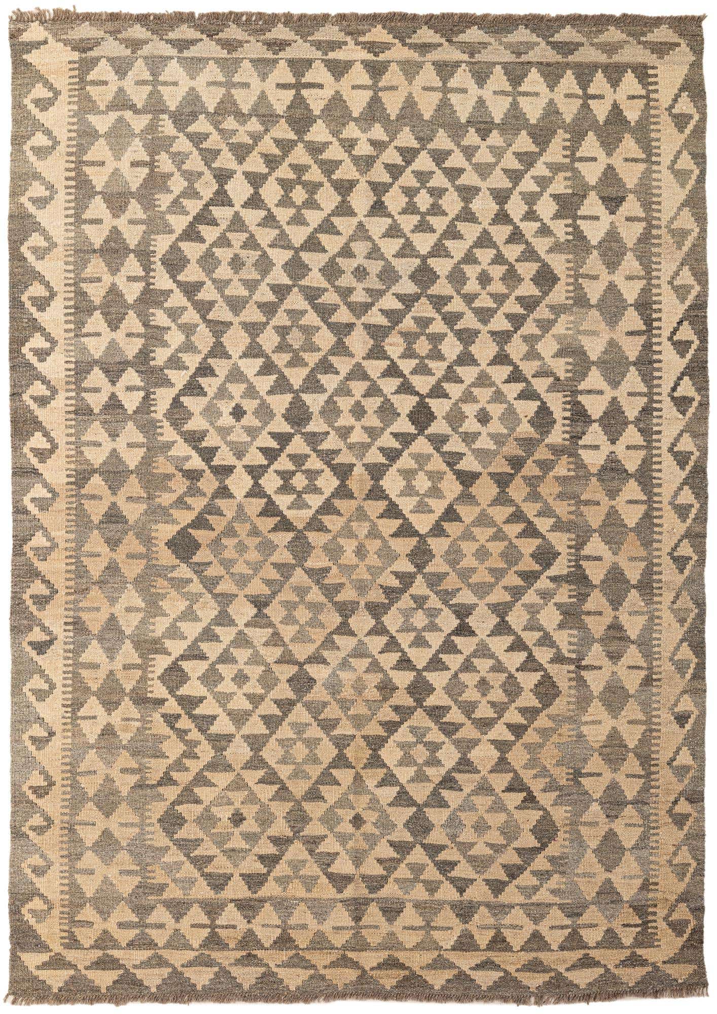 4' 11 x 6' 11 Hand Woven Kilim Maymana Wool Rug