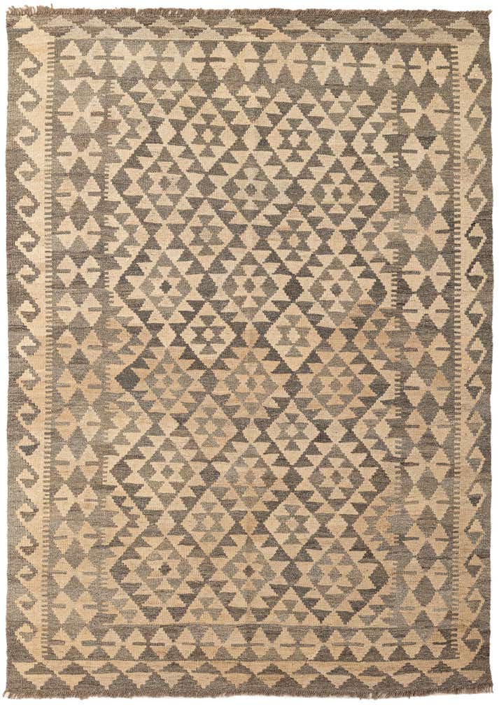 4' 11 x 6' 11 Hand Woven Kilim Maymana Wool Rug