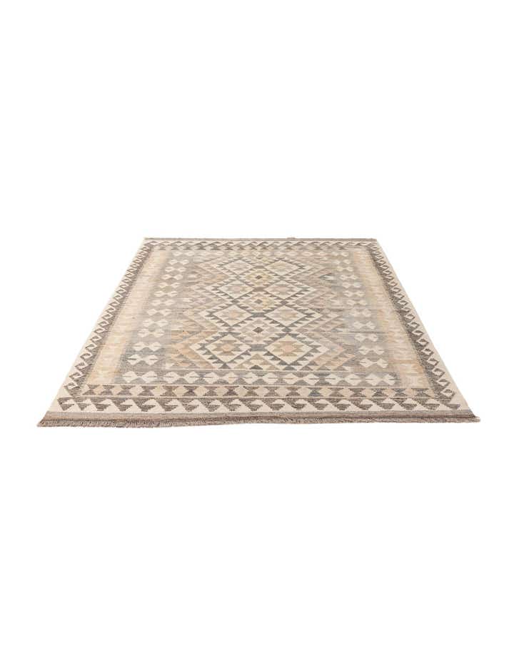 4' 11 x 6' 9 Hand Woven Kilim Maymana Wool Rug