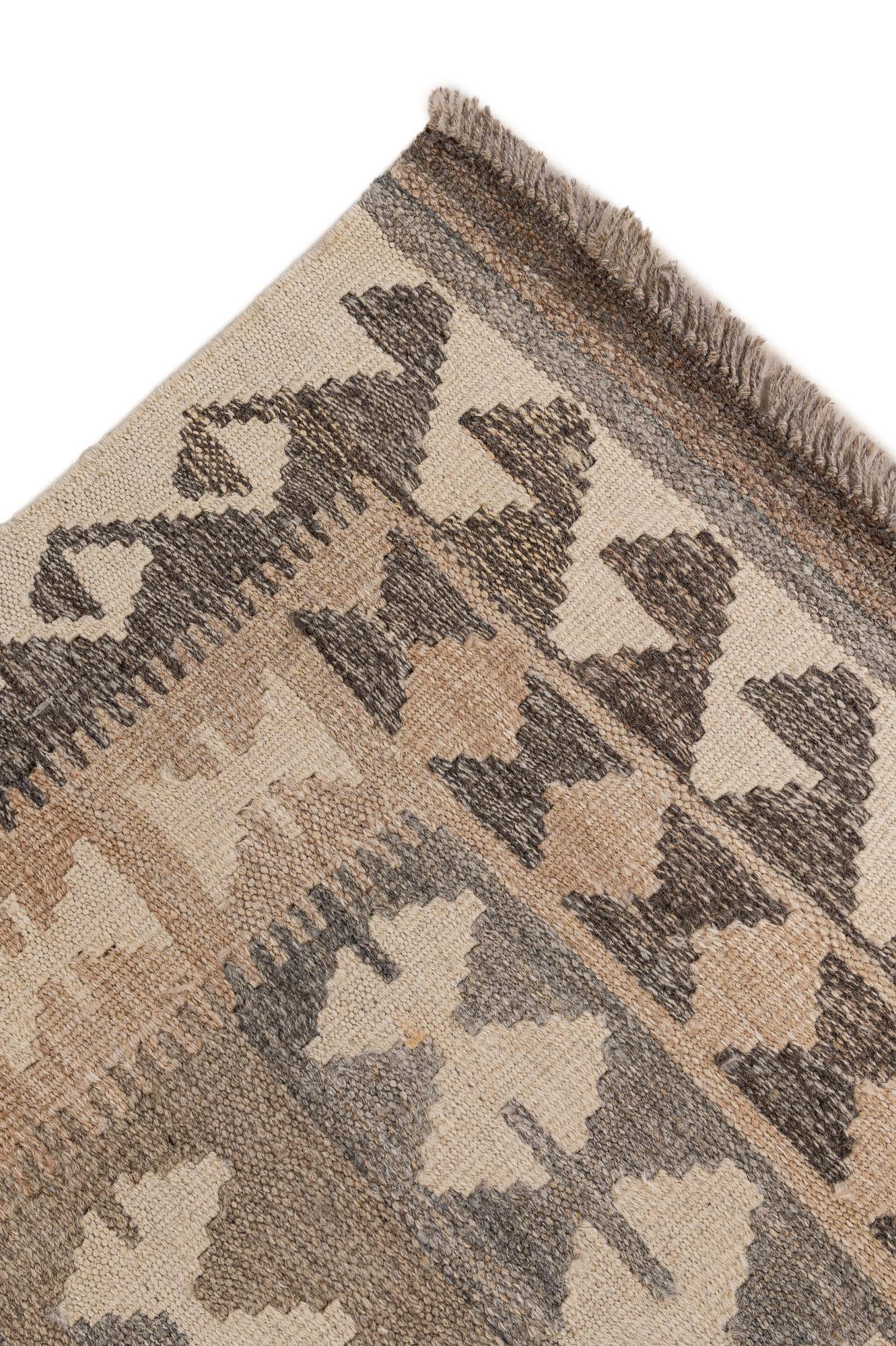 4' 11 x 6' 9 Hand Woven Kilim Maymana Wool Rug