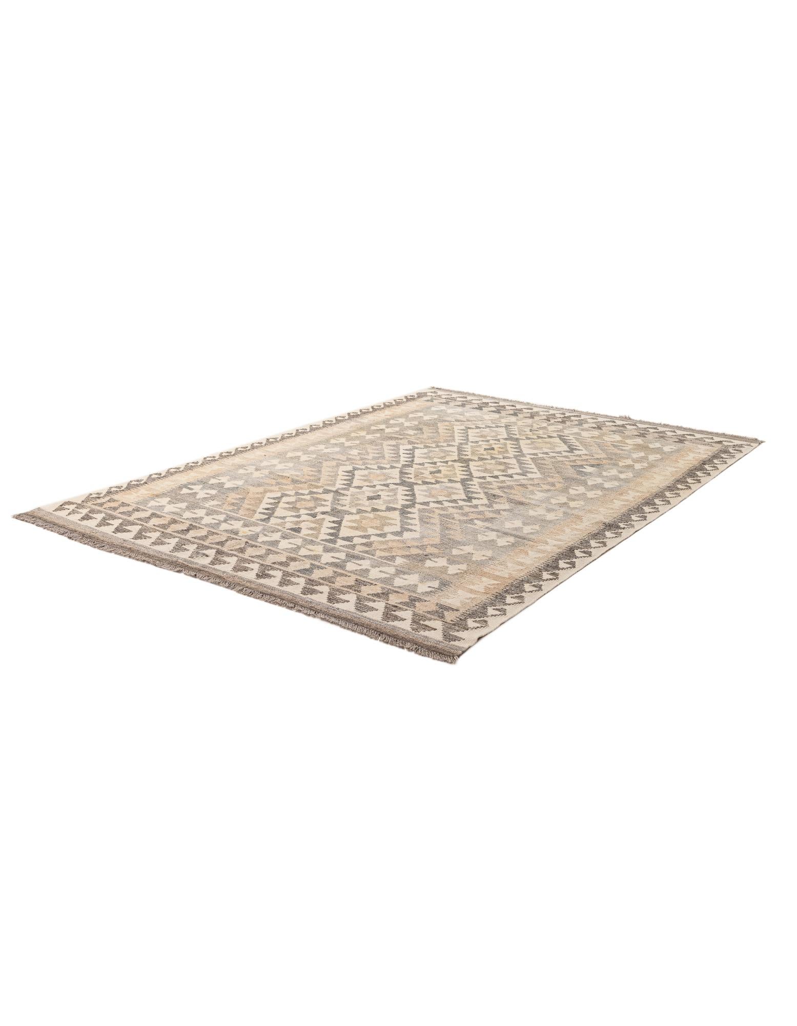 4' 11 x 6' 9 Hand Woven Kilim Maymana Wool Rug