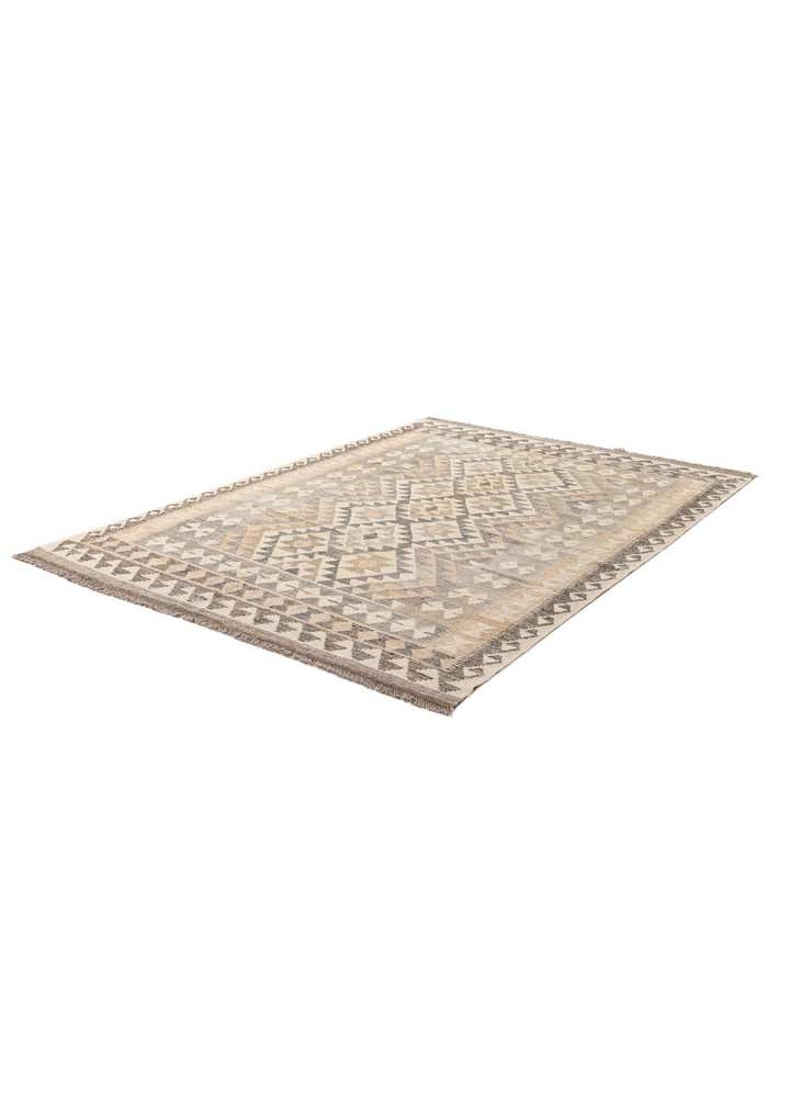 4' 11 x 6' 9 Hand Woven Kilim Maymana Wool Rug