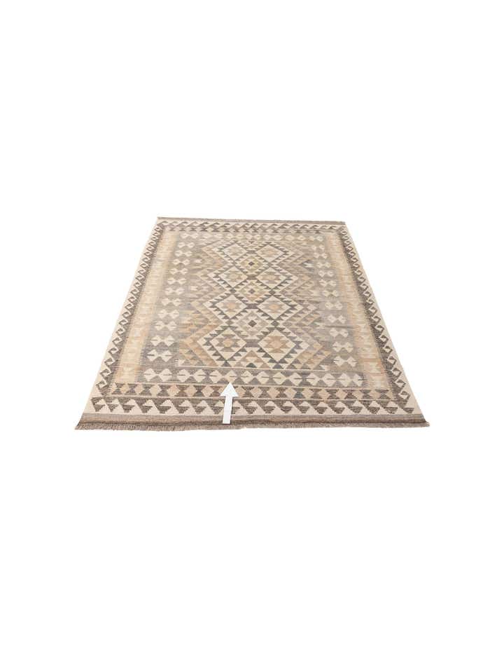 4' 11 x 6' 9 Hand Woven Kilim Maymana Wool Rug