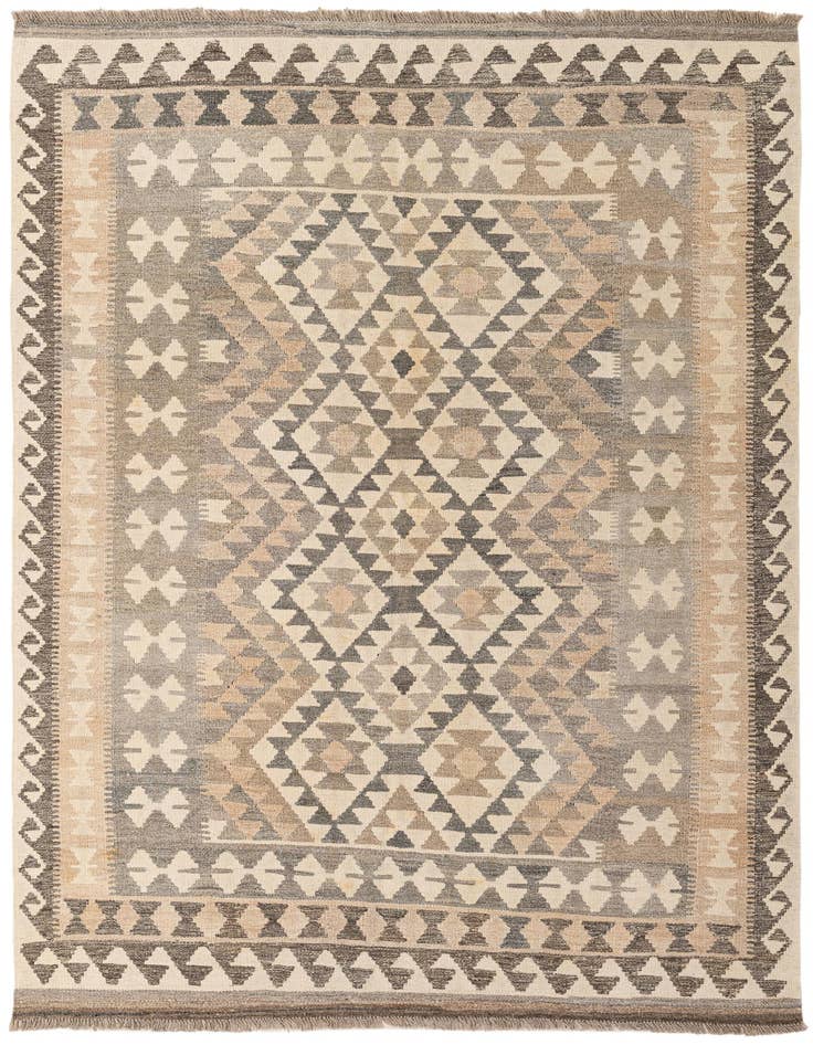 Detail image of 4' 11 x 6' 9 Hand Woven Kilim Maymana Wool Rug