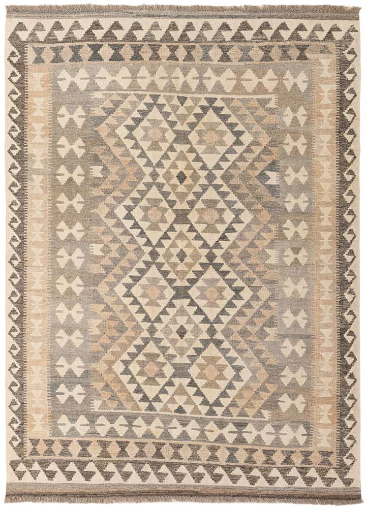 4' 11 x 6' 9 Hand Woven Kilim Maymana Wool Rug