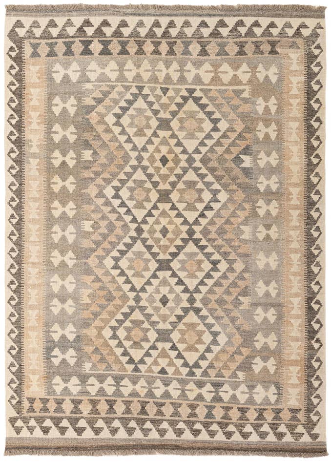 Detail image of 4' 11 x 6' 9 Hand Woven Kilim Maymana Wool Rug
