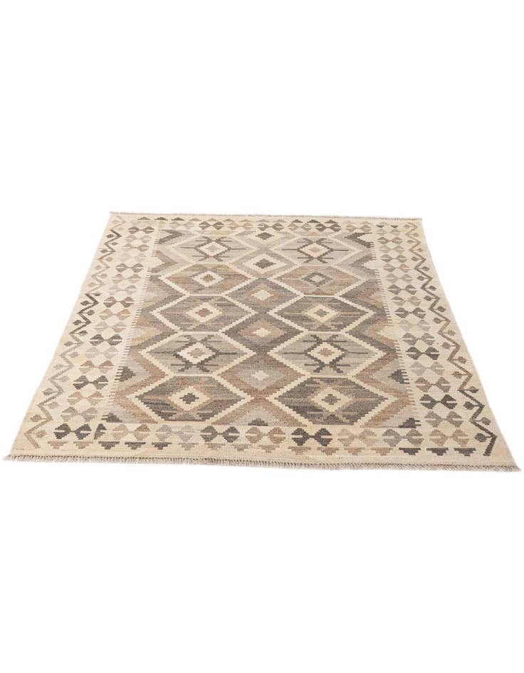 Detail image of 5' 2 x 6' 8 Hand Woven Kilim Maymana Wool Rug