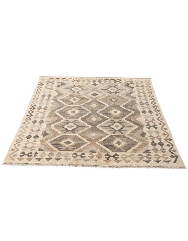 5' 2 x 6' 8 Hand Woven Kilim Maymana Wool Rug