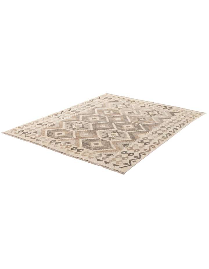 5' 2 x 6' 8 Hand Woven Kilim Maymana Wool Rug