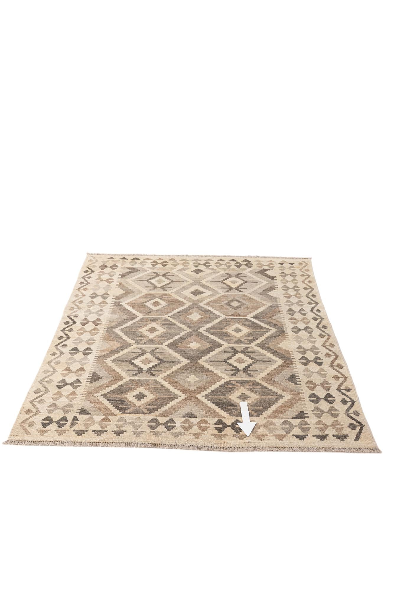 5' 2 x 6' 8 Hand Woven Kilim Maymana Wool Rug
