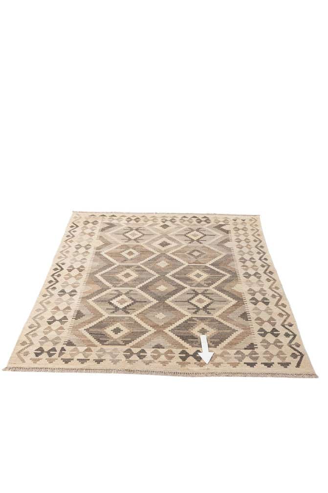 5' 2 x 6' 8 Hand Woven Kilim Maymana Wool Rug