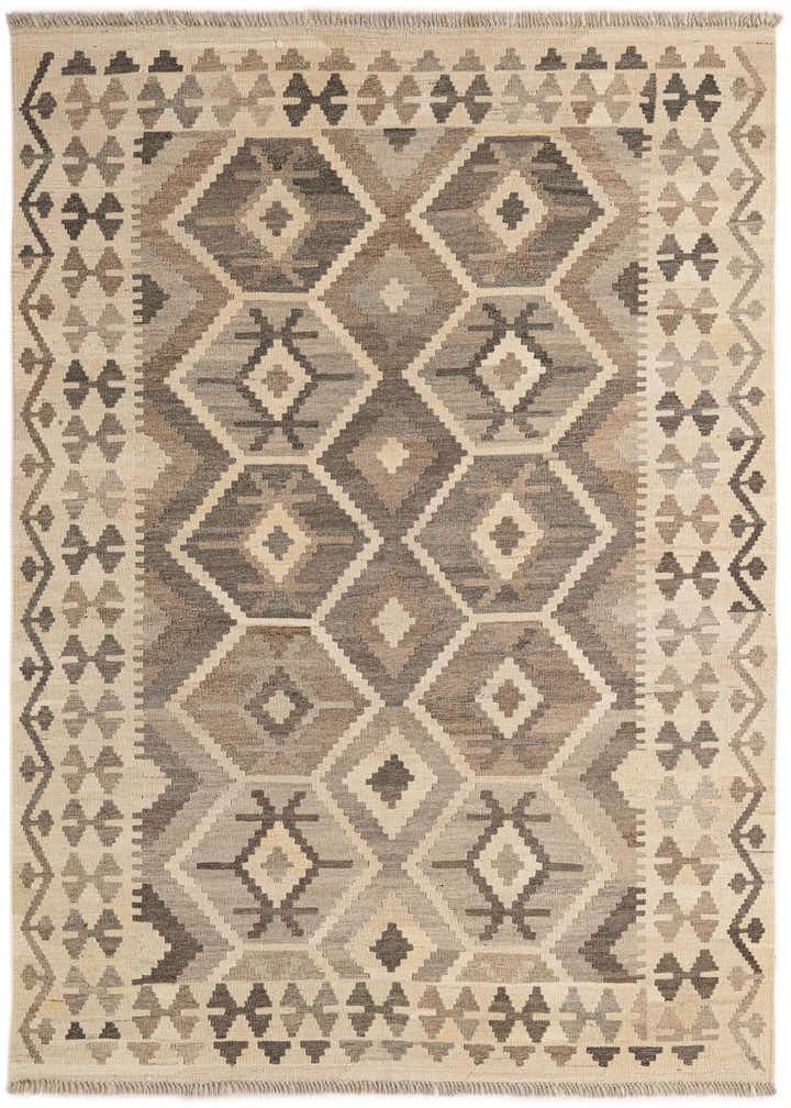 5' 2 x 6' 8 Hand Woven Kilim Maymana Wool Rug