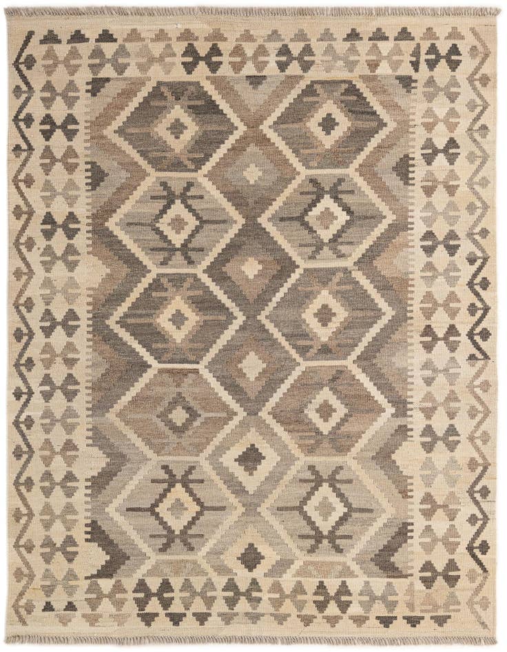 Detail image of 5' 2 x 6' 8 Hand Woven Kilim Maymana Wool Rug