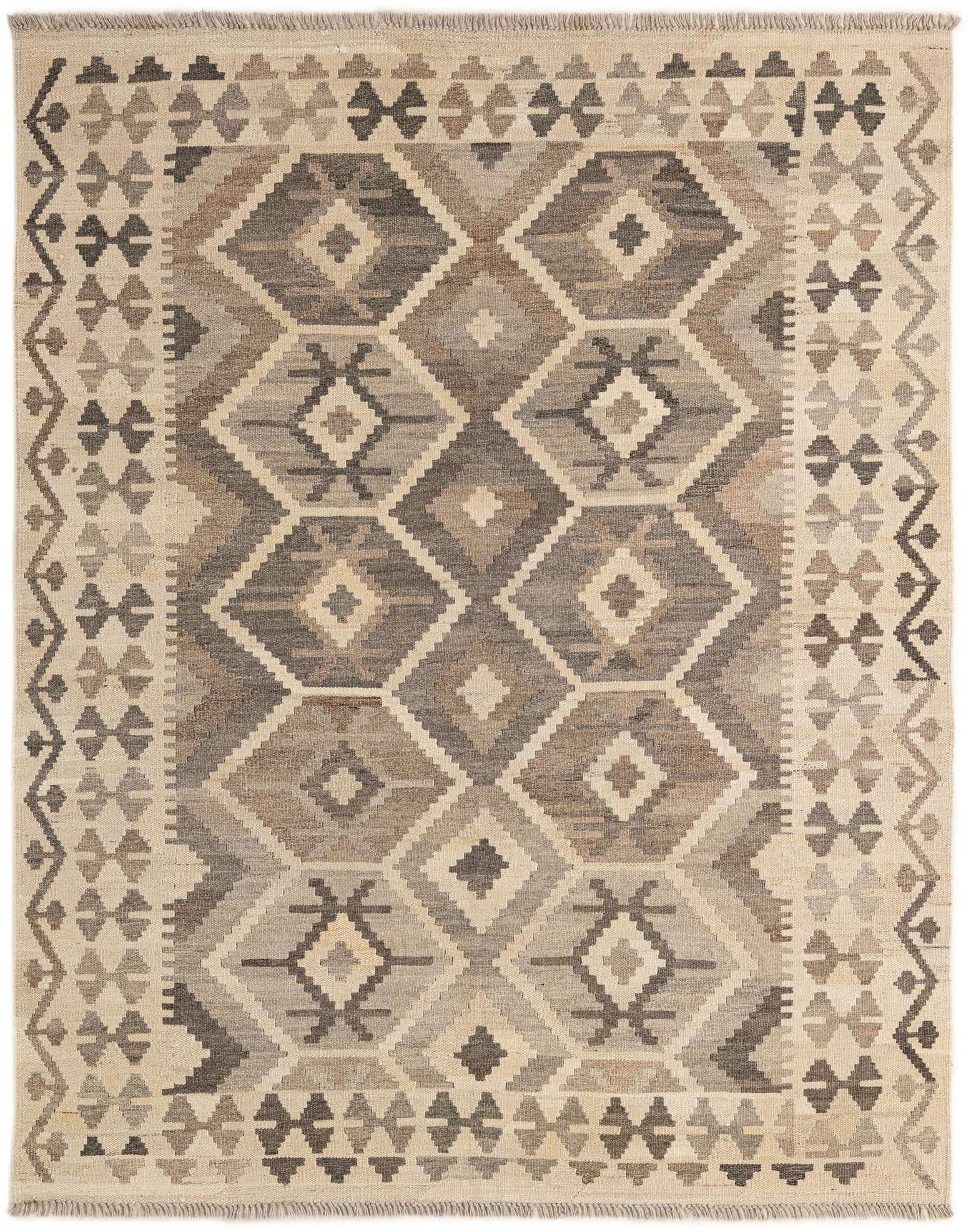 5' 2 x 6' 8 Hand Woven Kilim Maymana Wool Rug