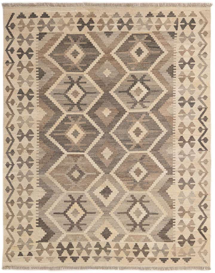 5' 2 x 6' 8 Hand Woven Kilim Maymana Wool Rug