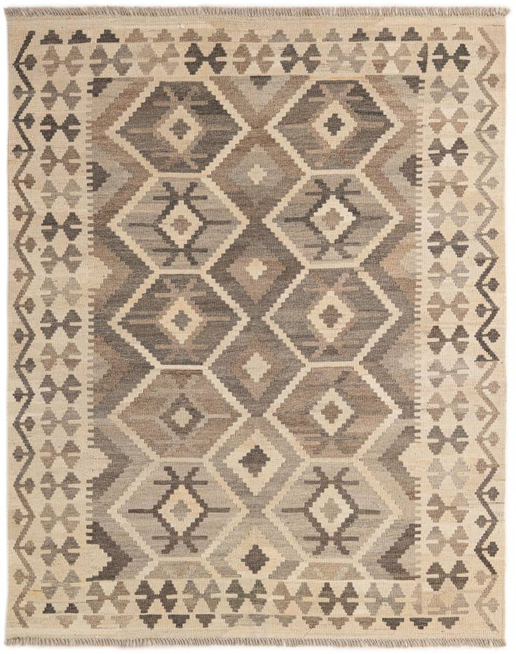 Detail image of 5' 2 x 6' 8 Hand Woven Kilim Maymana Wool Rug