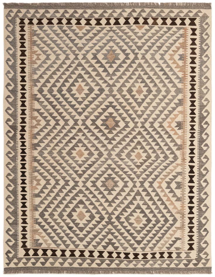 Detail image of 5' 3 x 6' 8 Hand Woven Kilim Maymana Wool Rug