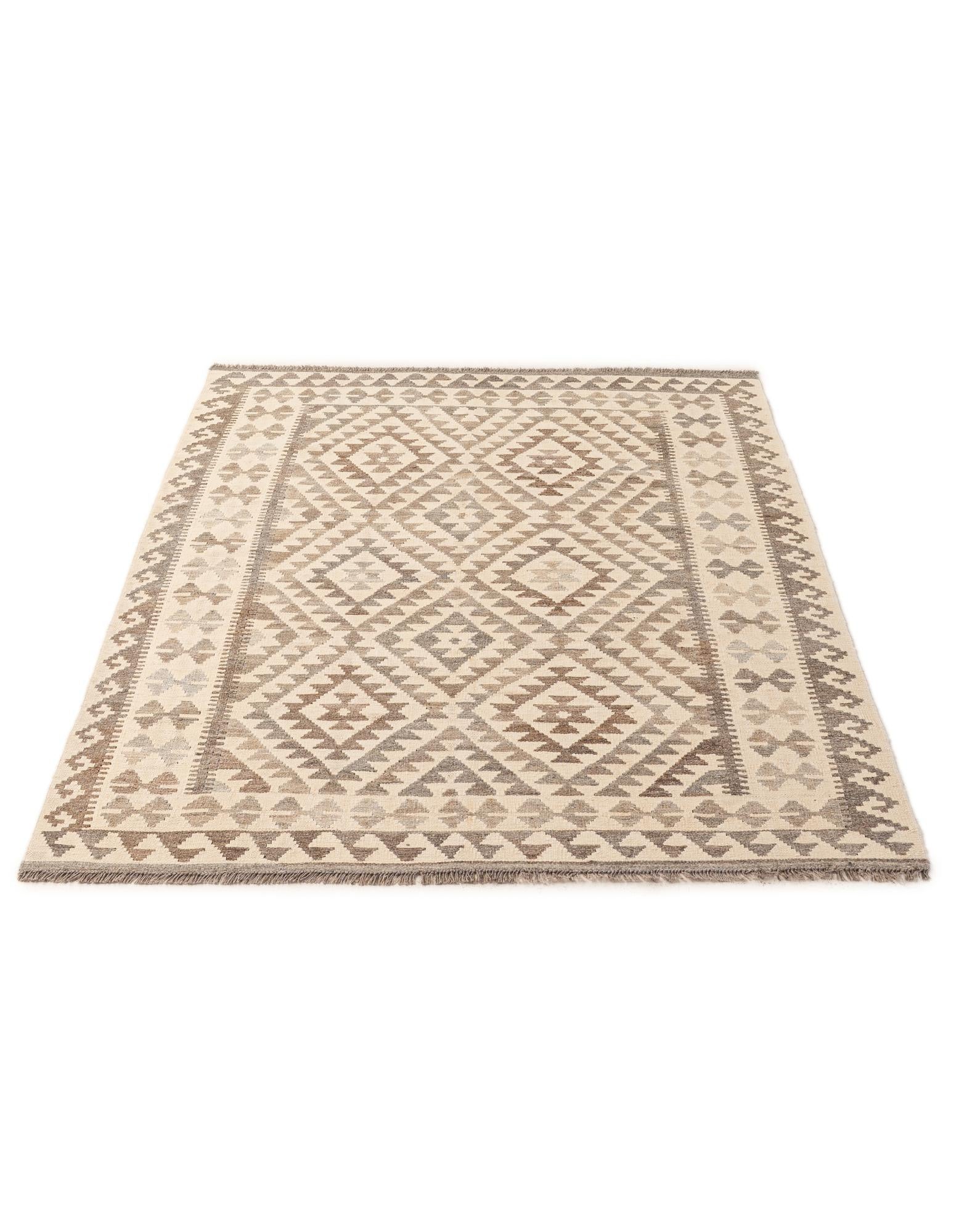 5' 1 x 6' 8 Hand Woven Kilim Maymana Wool Rug