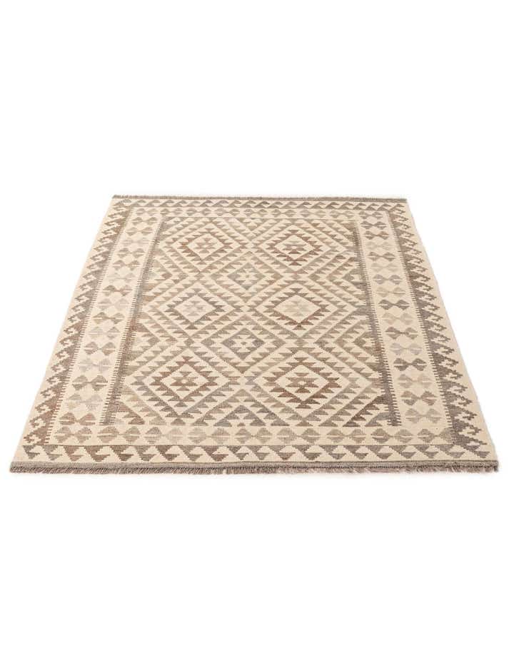5' 1 x 6' 8 Hand Woven Kilim Maymana Wool Rug