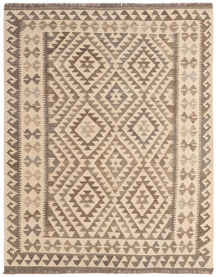 Detail image of 5' 1 x 6' 8 Hand Woven Kilim Maymana Wool Rug