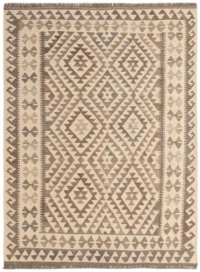 Detail image of 5' 1 x 6' 8 Hand Woven Kilim Maymana Wool Rug