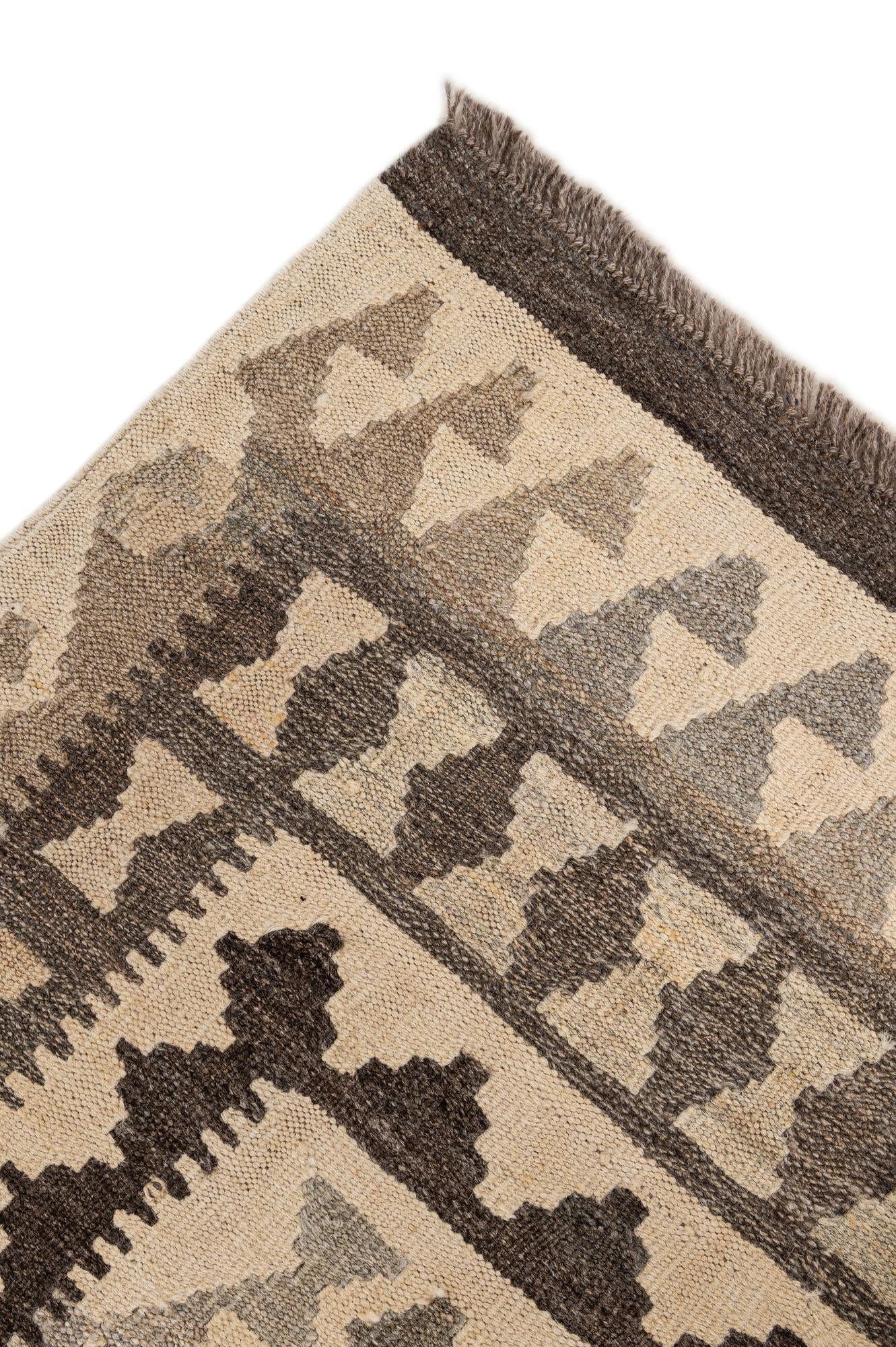 5' 3 x 6' 8 Hand Woven Kilim Maymana Wool Rug