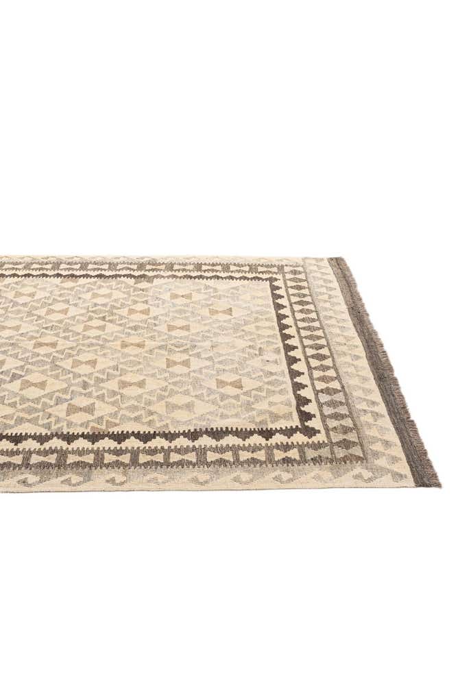 5' 3 x 6' 8 Hand Woven Kilim Maymana Wool Rug