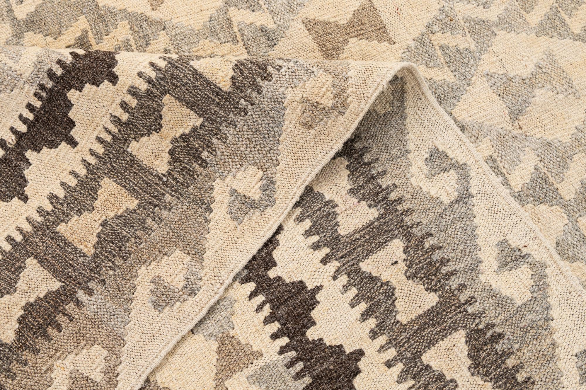 5' 3 x 6' 8 Hand Woven Kilim Maymana Wool Rug