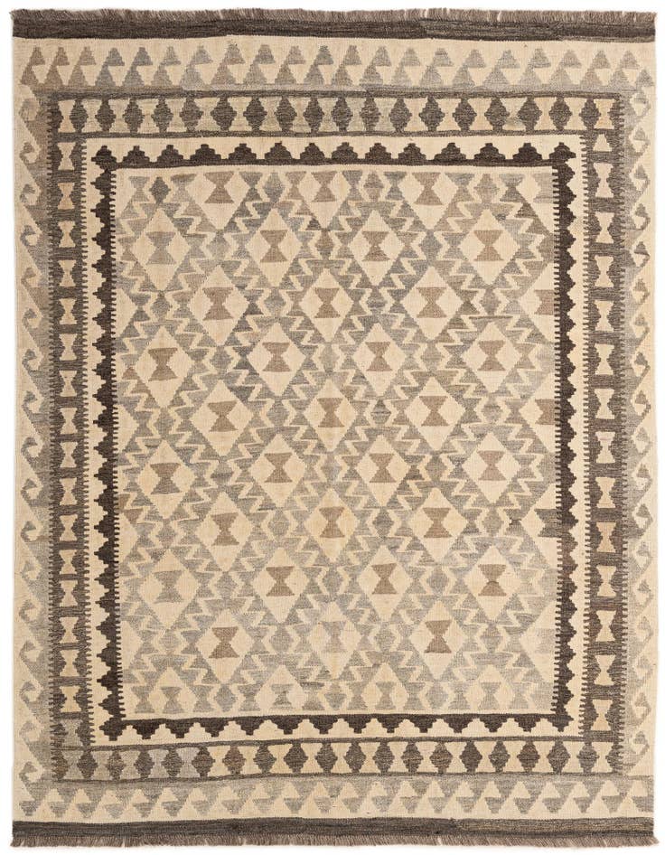 Detail image of 5' 3 x 6' 8 Hand Woven Kilim Maymana Wool Rug