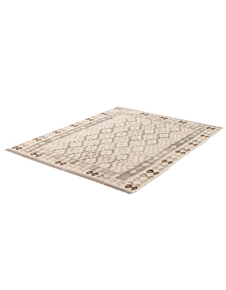 Detail image of 5' 2 x 6' 8 Hand Woven Kilim Maymana Wool Rug