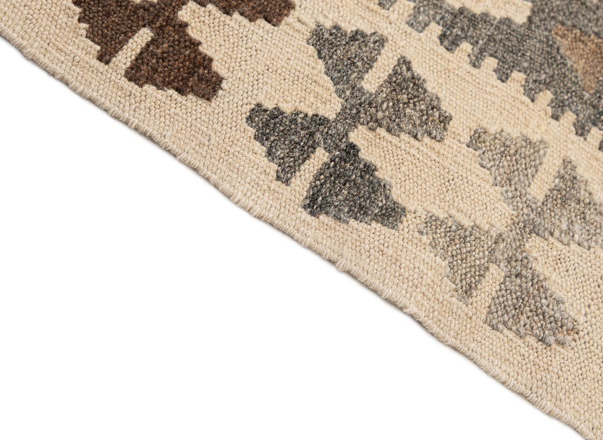 5' 2 x 6' 8 Hand Woven Kilim Maymana Wool Rug