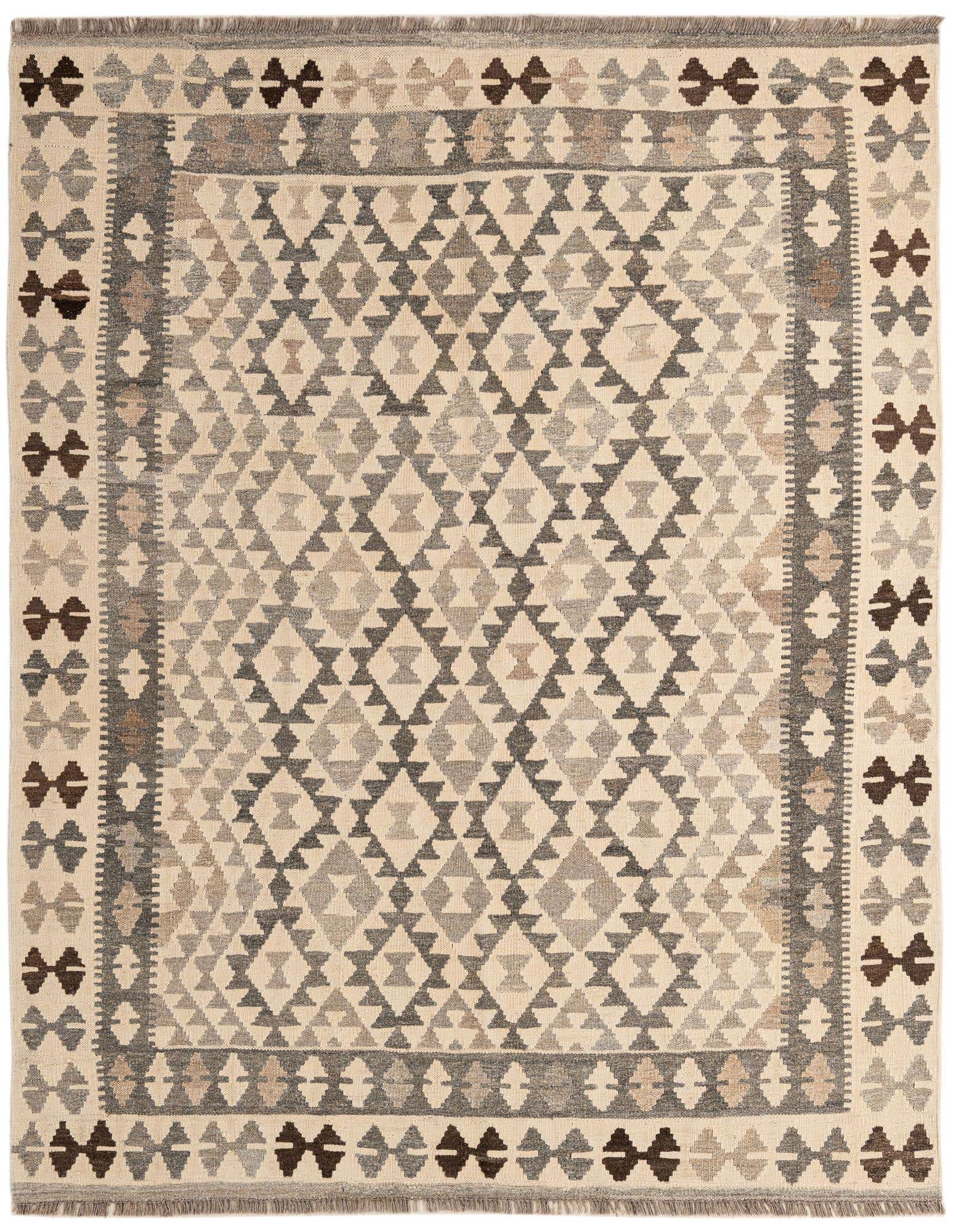 5' 2 x 6' 8 Hand Woven Kilim Maymana Wool Rug