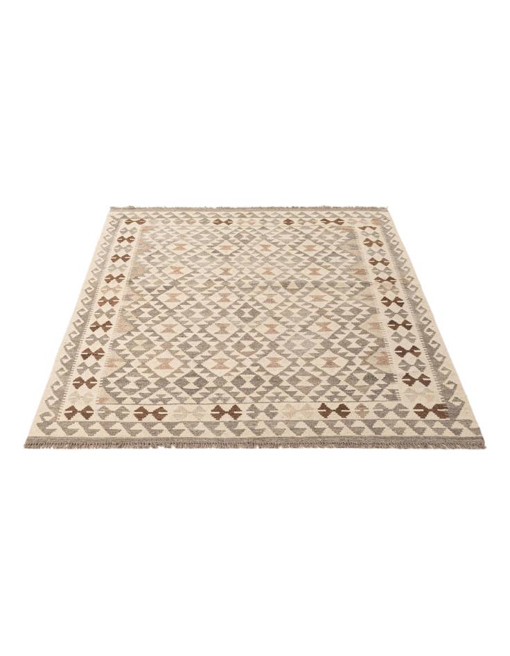 Detail image of 5' 3 x 6' 8 Hand Woven Kilim Maymana Wool Rug