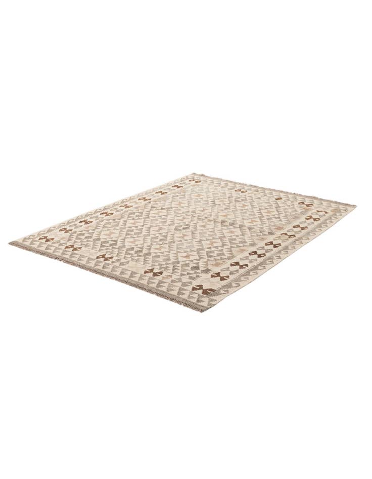 Detail image of 5' 3 x 6' 8 Hand Woven Kilim Maymana Wool Rug