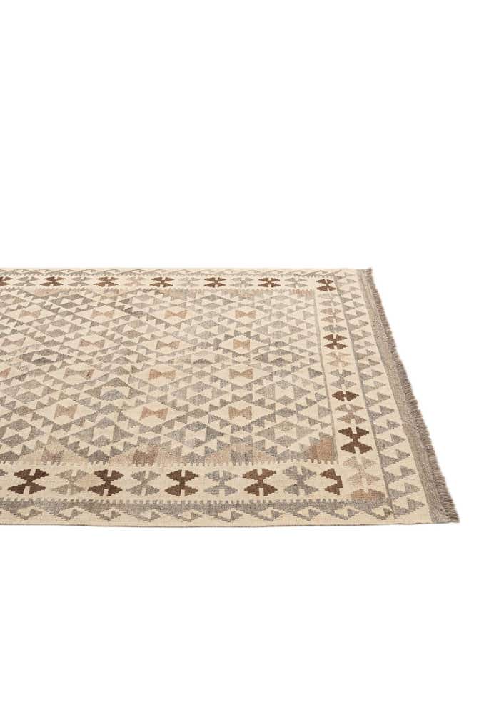 5' 3 x 6' 8 Hand Woven Kilim Maymana Wool Rug