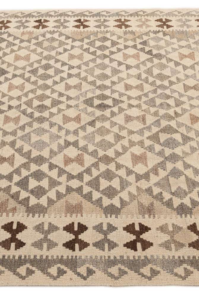 5' 3 x 6' 8 Hand Woven Kilim Maymana Wool Rug