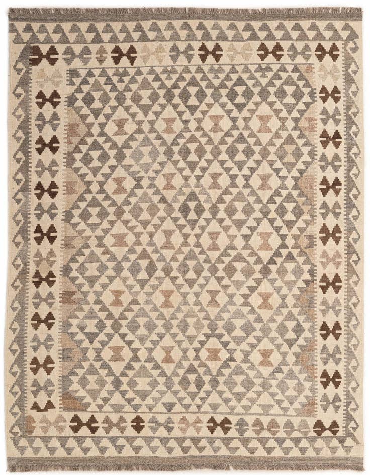 Detail image of 5' 3 x 6' 8 Hand Woven Kilim Maymana Wool Rug
