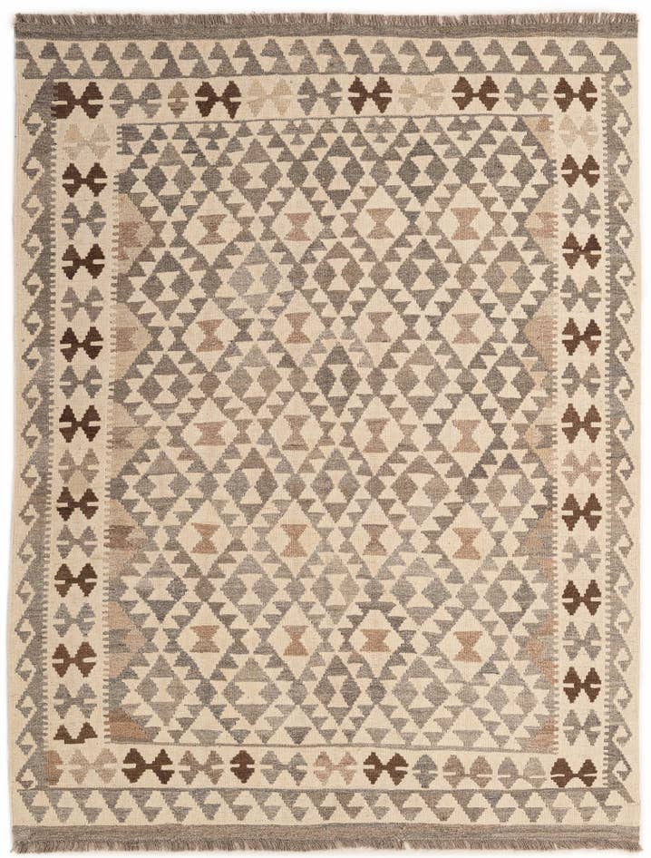 Detail image of 5' 3 x 6' 8 Hand Woven Kilim Maymana Wool Rug