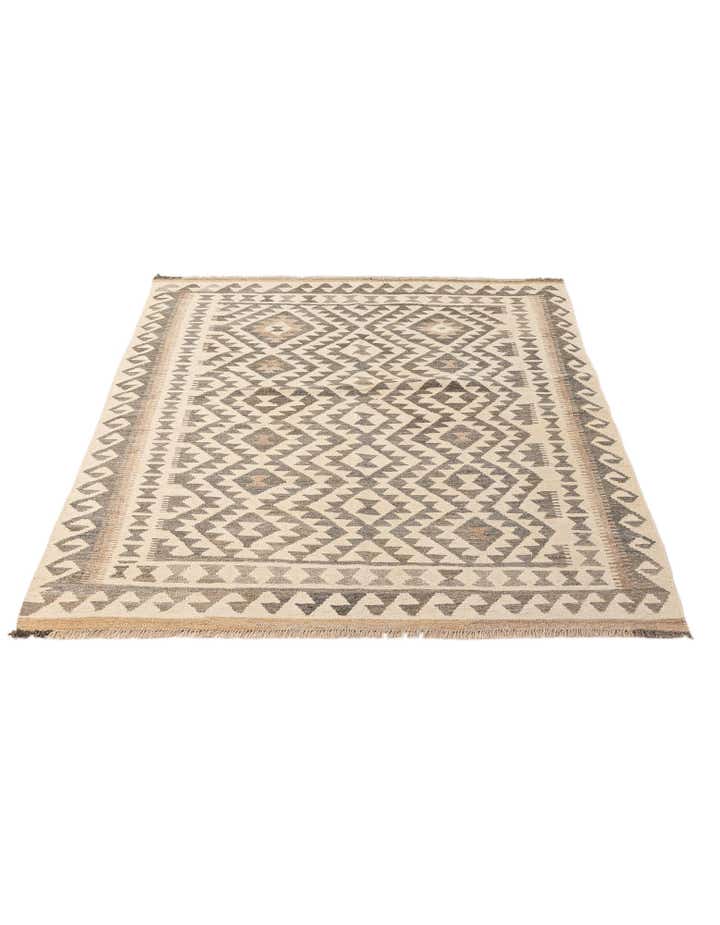 5' 2 x 6' 9 Hand Woven Kilim Maymana Wool Rug