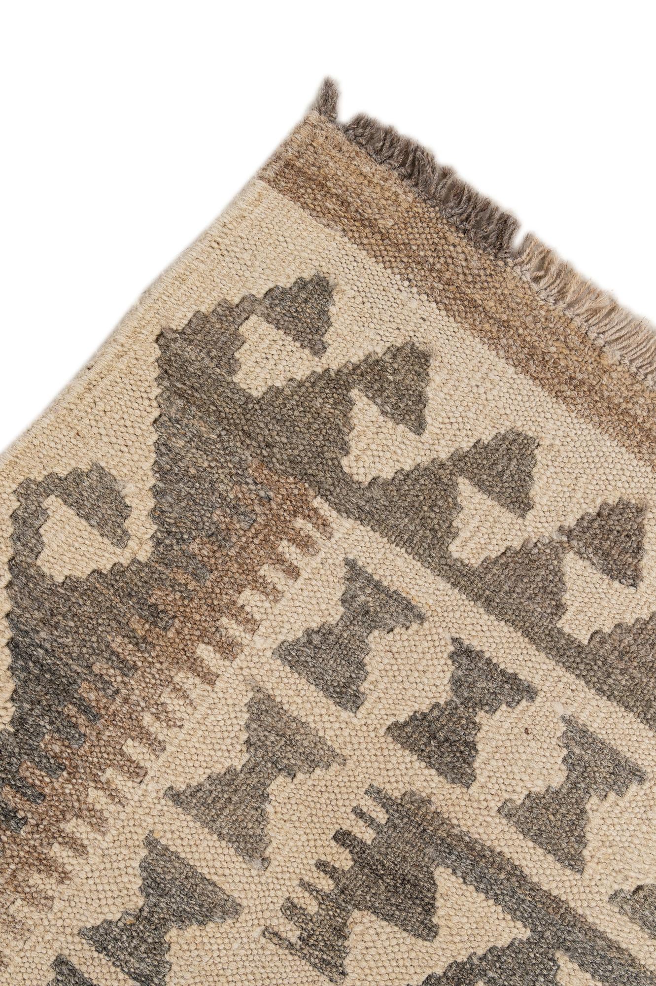 5' 2 x 6' 9 Hand Woven Kilim Maymana Wool Rug
