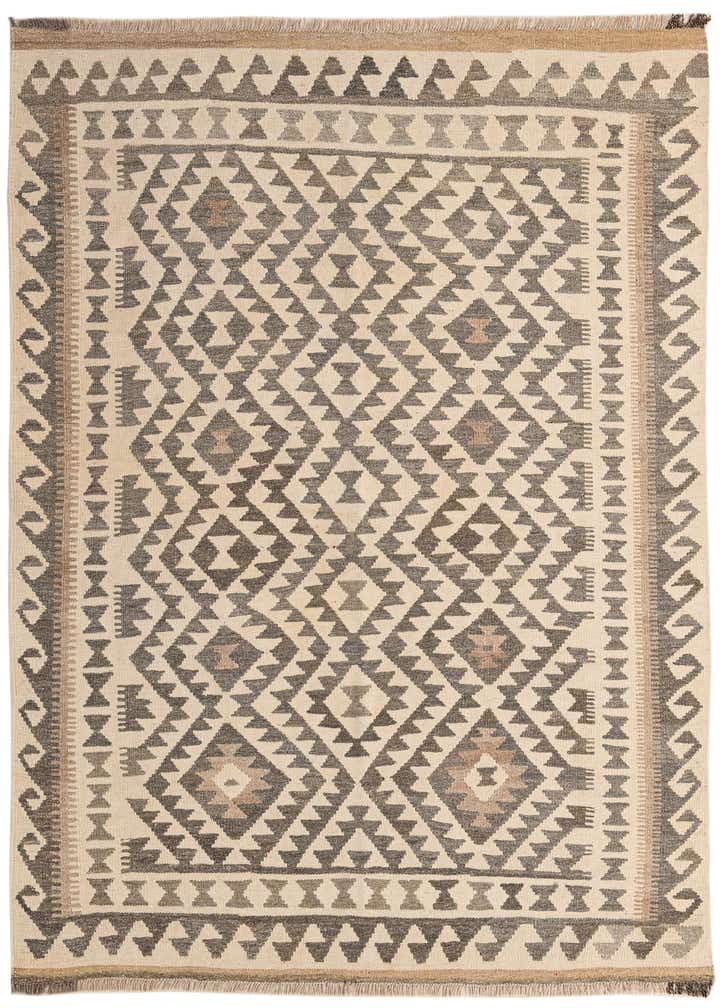 5' 2 x 6' 9 Hand Woven Kilim Maymana Wool Rug