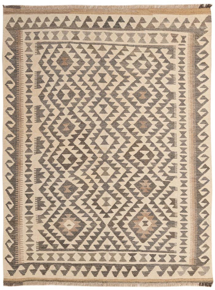 Detail image of 5' 2 x 6' 9 Hand Woven Kilim Maymana Wool Rug
